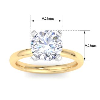 3 Carat Round Shape Lab Grown Diamond Ring In 14K Yellow Gold, Solitaire