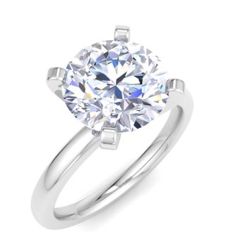 3 Carat Round Shape Lab Grown Diamond Solitaire Engagement Ring In 14K White Gold