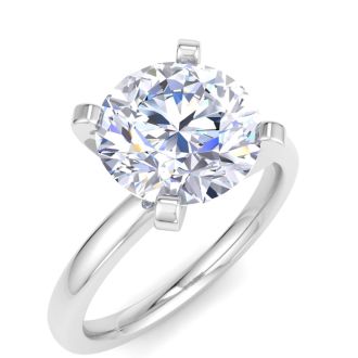 3 Carat Round Shape Lab Grown Diamond Ring In 14K White Gold, Solitaire