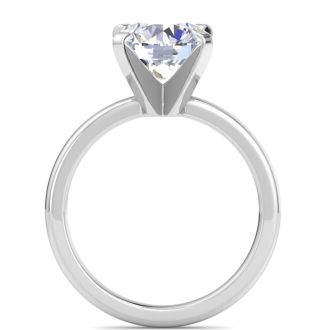 3 Carat Round Shape Lab Grown Diamond Solitaire Engagement Ring In 14K White Gold