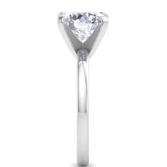 3 Carat Round Shape Lab Grown Diamond Ring In 14K White Gold, Solitaire