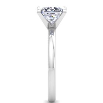 3 Carat Princess Cut Lab Grown Diamond Ring In 14K White Gold, Solitaire