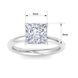 3 Carat Princess Cut Lab Grown Diamond Ring In 14K White Gold, Solitaire