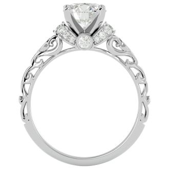 1 3/4 Carat Vintage Lab Grown Diamond Engagement Ring In 14 Karat White Gold