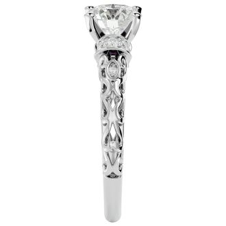 1 3/4 Carat Vintage Lab Grown Diamond Engagement Ring In 14 Karat White Gold