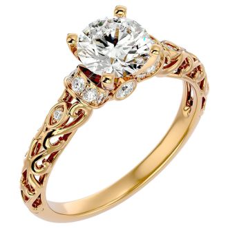 2 1/4 Carat Vintage Lab Grown Diamond Engagement Ring In 14 Karat Yellow Gold