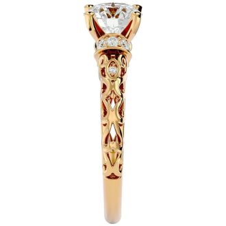 2 1/4 Carat Vintage Lab Grown Diamond Engagement Ring In 14 Karat Yellow Gold