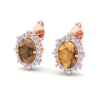 Citrine Earrings: 2 Carat Citrine and Diamond Earrings