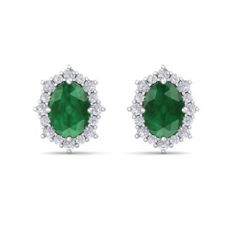 Emerald Earrings: 2 Carat Emerald and Diamond Earrings