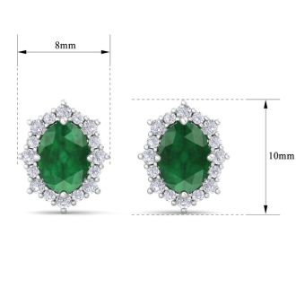 Emerald Earrings: 2 Carat Emerald and Diamond Earrings