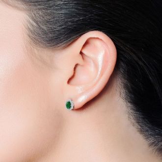 Emerald Earrings: 2 Carat Emerald and Diamond Earrings