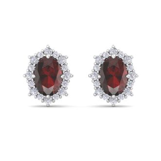 Garnet Earrings: 2 1/2 Carat Garnet and Diamond Earrings