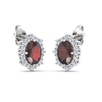 Garnet Earrings: 2 1/2 Carat Garnet and Diamond Earrings