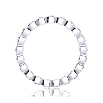1 1/3 Carat Round Diamond Bezel Set Eternity Ring In 14 Karat White Gold, Ring Size 4.5