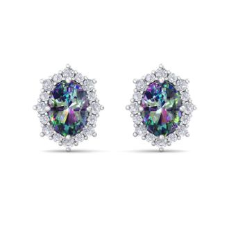 Mystic Topaz Earrings: 2 1/2 Carat Mystic Topaz and Diamond Earrings
