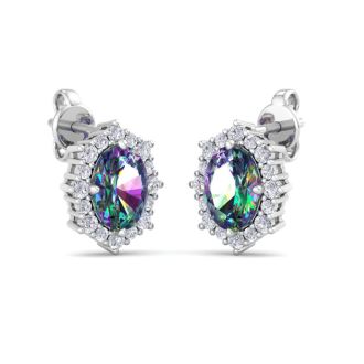Mystic Topaz Earrings: 2 1/2 Carat Mystic Topaz and Diamond Earrings