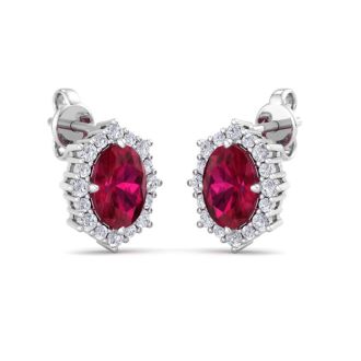 Ruby Earrings: 2 1/2 Carat Ruby and Diamond Earrings