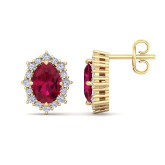 Ruby Earrings: 2 1/2 Carat Ruby and Diamond Earrings