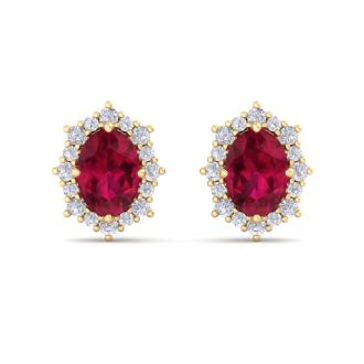 Ruby Earrings: 2 1/2 Carat Ruby and Diamond Earrings