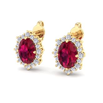 Ruby Earrings: 2 1/2 Carat Ruby and Diamond Earrings