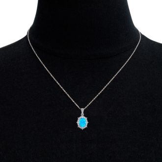 Blue Topaz Necklace: 1 3/4 Carat Blue Topaz and Diamond Necklace