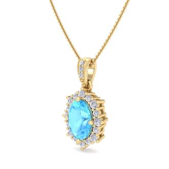 Blue Topaz Necklace: 1 3/4 Carat Blue Topaz and Diamond Necklace