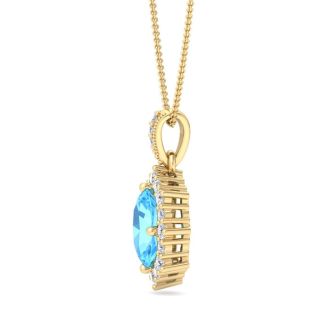 Blue Topaz Necklace: 1 3/4 Carat Blue Topaz and Diamond Necklace
