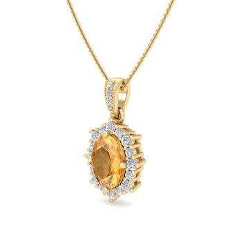 Citrine Necklace: 1 1/3 Carat Citrine and Diamond Necklace
