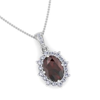 Garnet Necklace: 1 3/4 Carat Garnet and Diamond Necklace