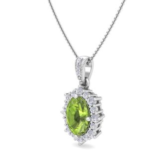 Peridot Necklace: 1 3/4 Carat Peridot and Diamond Necklace