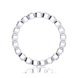 1 1/4 Carat Round Diamond Bezel Set Eternity Ring In 14 Karat White Gold, Ring Size 4