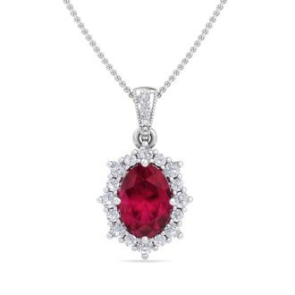 Ruby Necklace: 1 3/4 Carat Ruby and Diamond Necklace