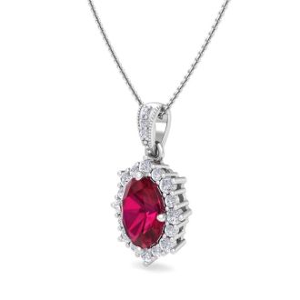 Ruby Necklace: 1 3/4 Carat Ruby and Diamond Necklace