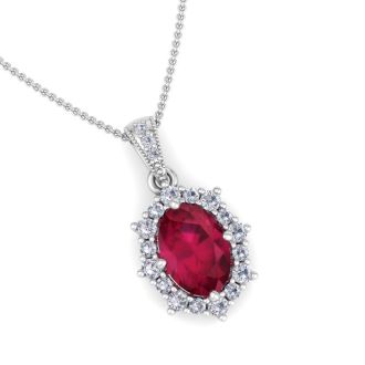 Ruby Necklace: 1 3/4 Carat Ruby and Diamond Necklace