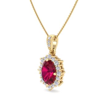 Ruby Necklace: 1 3/4 Carat Ruby and Diamond Necklace