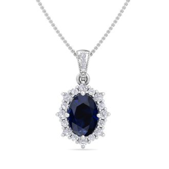 Sapphire Necklace: 1 3/4 Carat Sapphire and Diamond Necklace