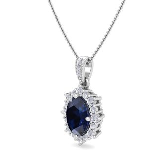Sapphire Necklace: 1 3/4 Carat Sapphire and Diamond Necklace