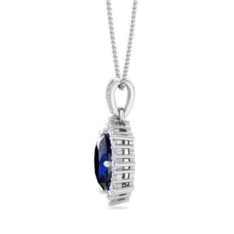 Sapphire Necklace: 1 3/4 Carat Sapphire and Diamond Necklace