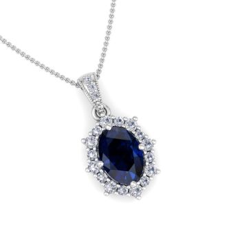 Sapphire Necklace: 1 3/4 Carat Sapphire and Diamond Necklace