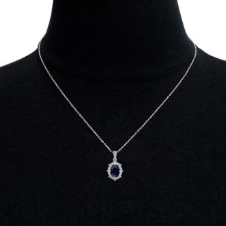 Sapphire Necklace: 1 3/4 Carat Sapphire and Diamond Necklace