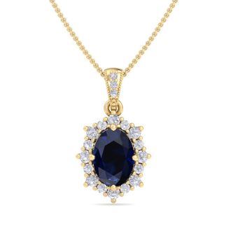 Sapphire Necklace: 1 3/4 Carat Sapphire and Diamond Necklace