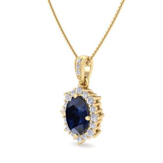Sapphire Necklace: 1 3/4 Carat Sapphire and Diamond Necklace