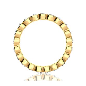 1 1/4 Carat Round Diamond Bezel Set Eternity Ring In 14 Karat Yellow Gold, Ring Size 4