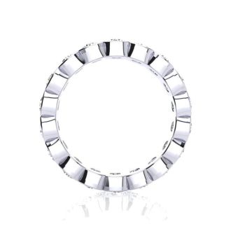 1 3/4 Carat Round Diamond Bezel Set Eternity Ring In 14 Karat White Gold, Ring Size 4