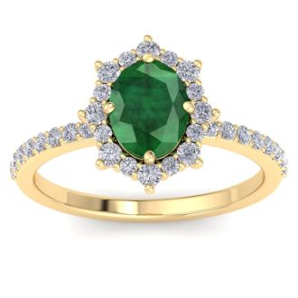 Emerald Ring: 1 1/2 Carat Emerald and Diamond Ring