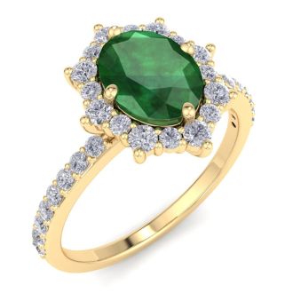 Emerald Ring: 1 1/2 Carat Emerald and Diamond Ring