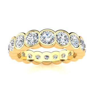 1 3/4 Carat Round Diamond Bezel Set Eternity Ring In 14 Karat Yellow Gold, Ring Size 4