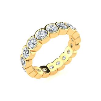 1 3/4 Carat Round Diamond Bezel Set Eternity Ring In 14 Karat Yellow Gold, Ring Size 4