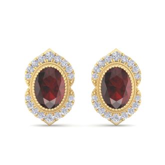Garnet Earrings: 2 1/2 Carat Garnet and Diamond Earrings