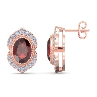 Garnet Earrings: 2 1/2 Carat Garnet and Diamond Earrings